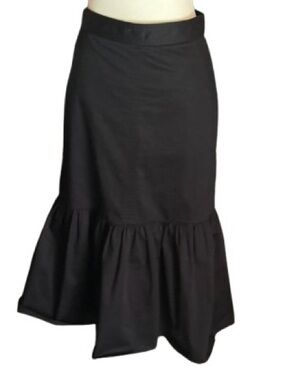 Size 4 Rebecca Taylor Small Extra Small Midi Skirt Black Cotton Designer